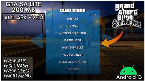 GTA SA Android v2.00 Official Cleo with FLA (Android 7.0 and .